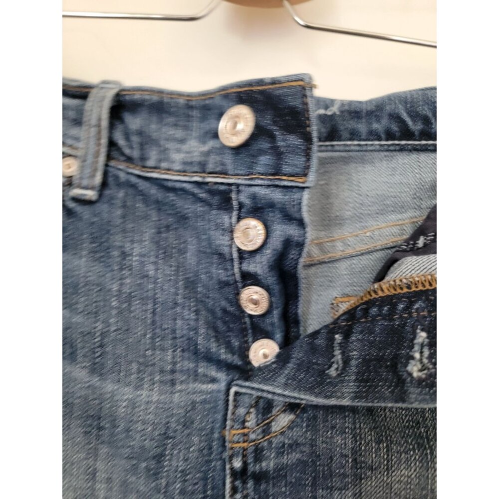 7 For All Mankind Women's Long Denim Jean Skirt w/ Button Fly & Frayed Hem Sz 29 - Picture 6 of 10